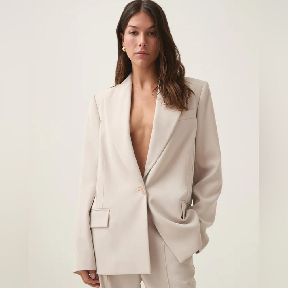 Aje Caterina Crepe Jacket In Sandstone